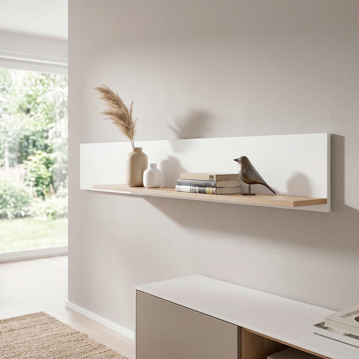 Wandboard Hudson Weiß/Eichefarben B: 150 cm - Eichefarben/Weiß, Design, Holzwerkstoff (150/22/21cm) - MID.YOU