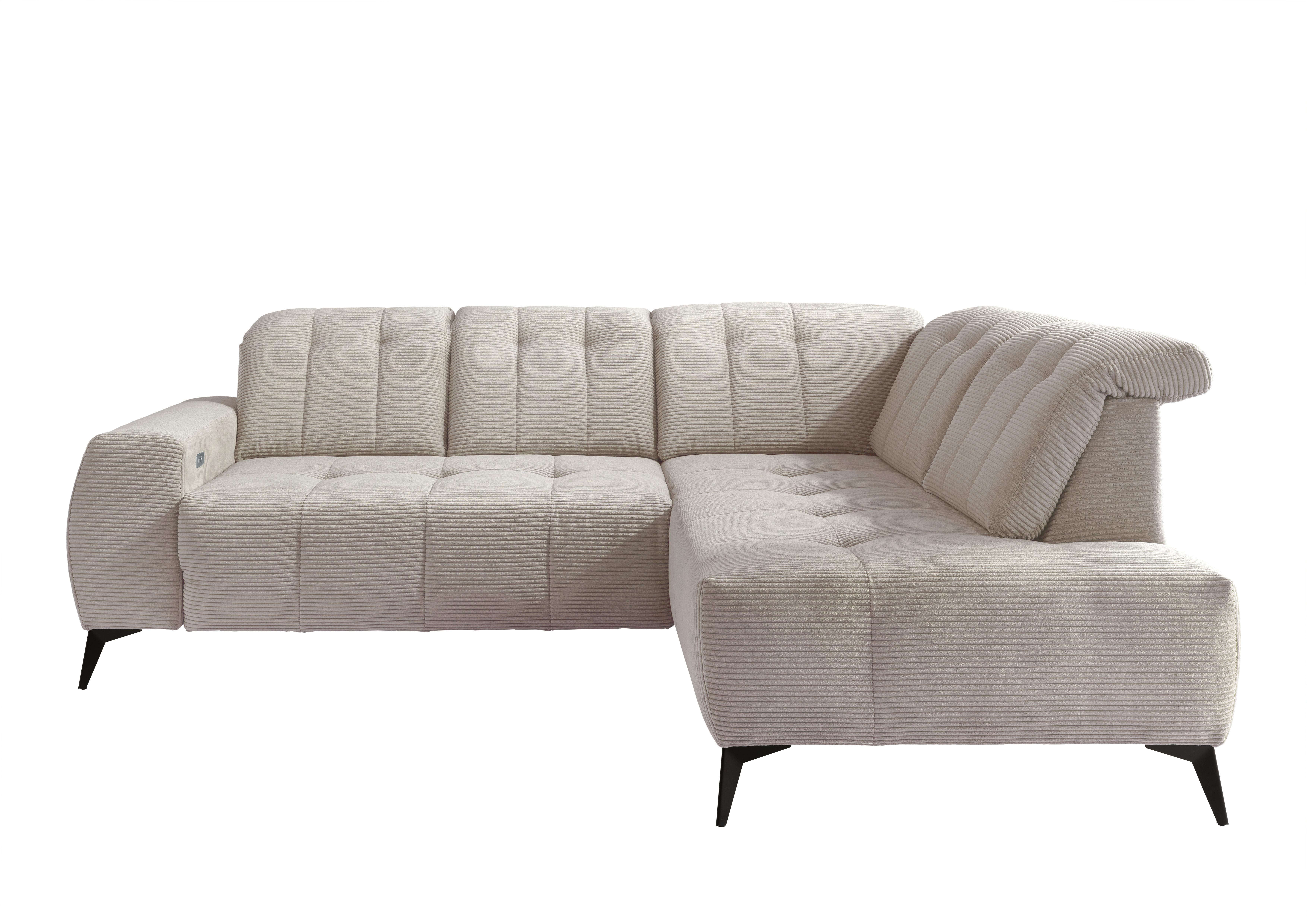 Ecksofa mit USB Anschluss Sano, Beige, S: 261x200 cm - Beige/Schwarz, MODERN, Textil (261/200cm) - Livetastic