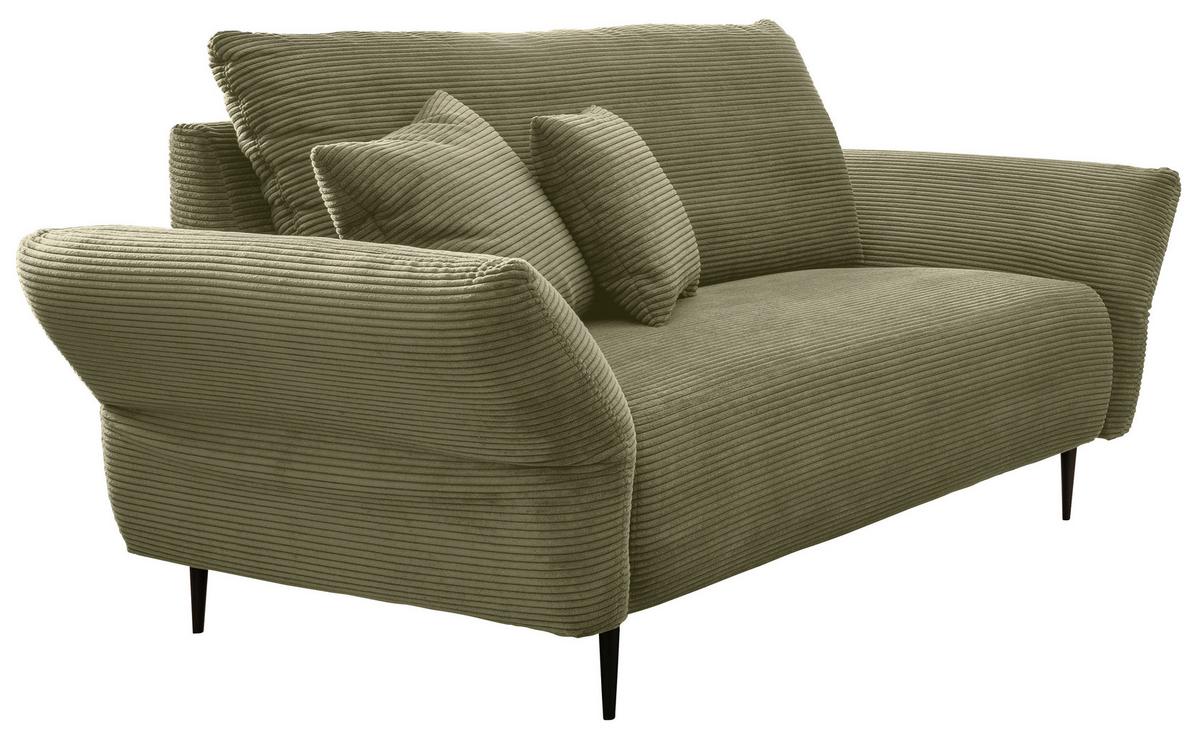 2-Sitzer-Sofa Vanilla Olivgrün, B: 163 cm - Schwarz/Olivgrün, Design, Textil (163/97/102cm) - Livetastic