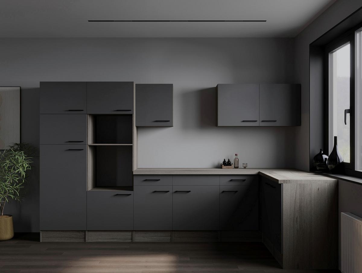 Eckküche Oliver Grau, Eiche Dekor S: 340x172cm - Eichefarben/Grau, Design, Holzwerkstoff (340/172cm) - Respekta