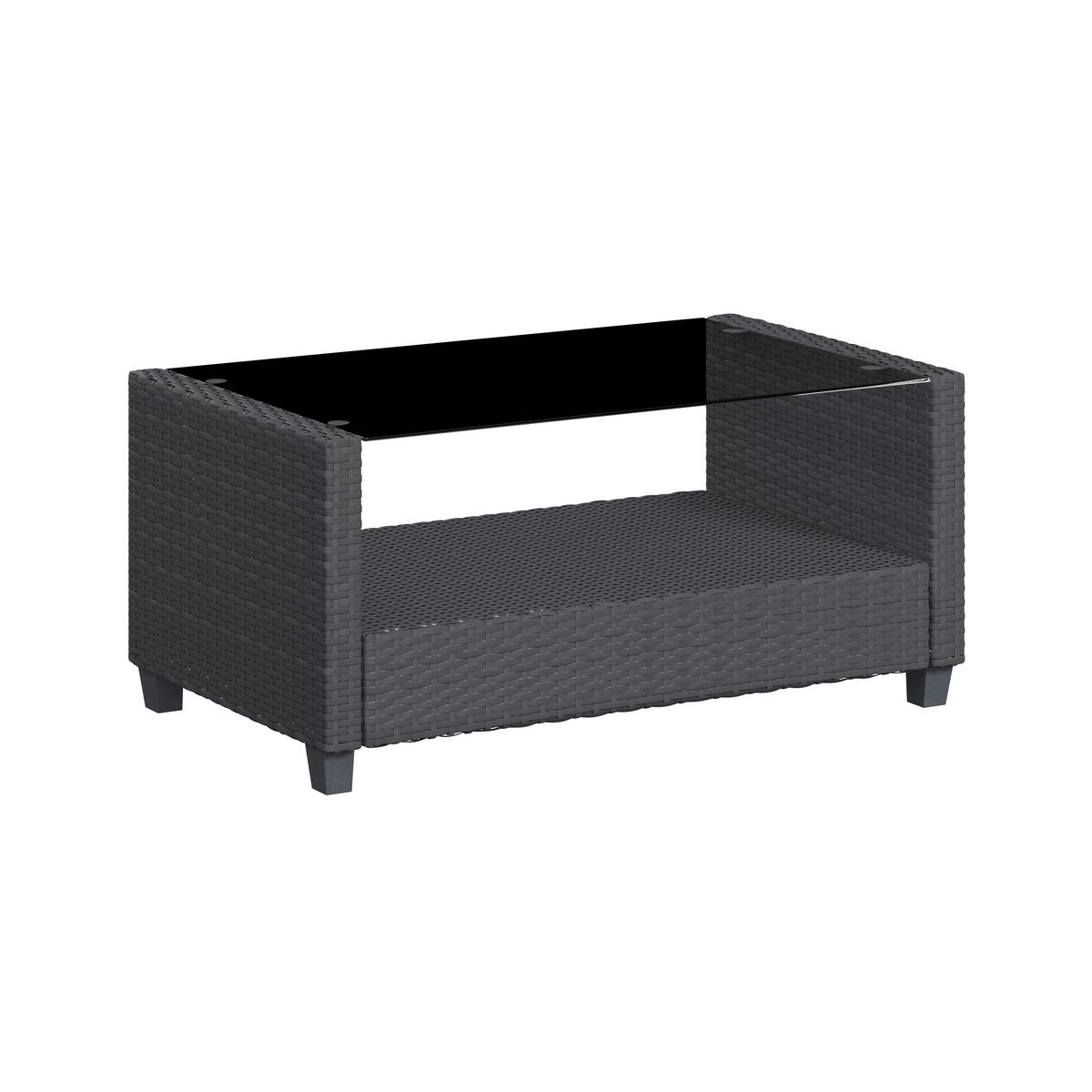 Loungegarnitur Nelson - Schwarz, MODERN, Glas/Kunststoff - Beldano