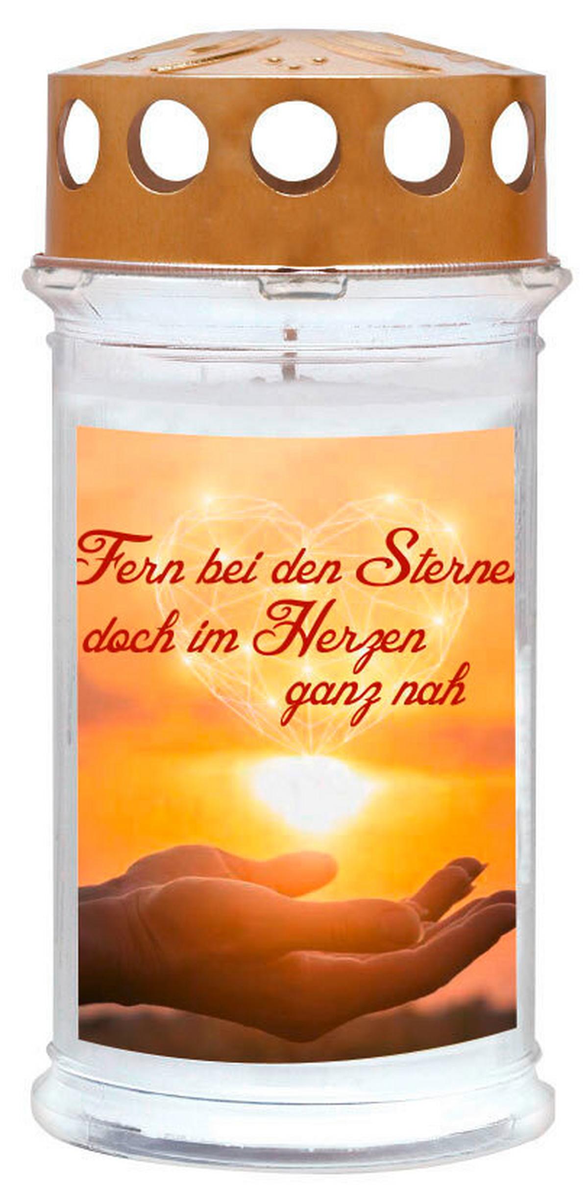 Grabkerze Sterne - Goldfarben/Weiß, KONVENTIONELL (7,7/18/7,7cm)