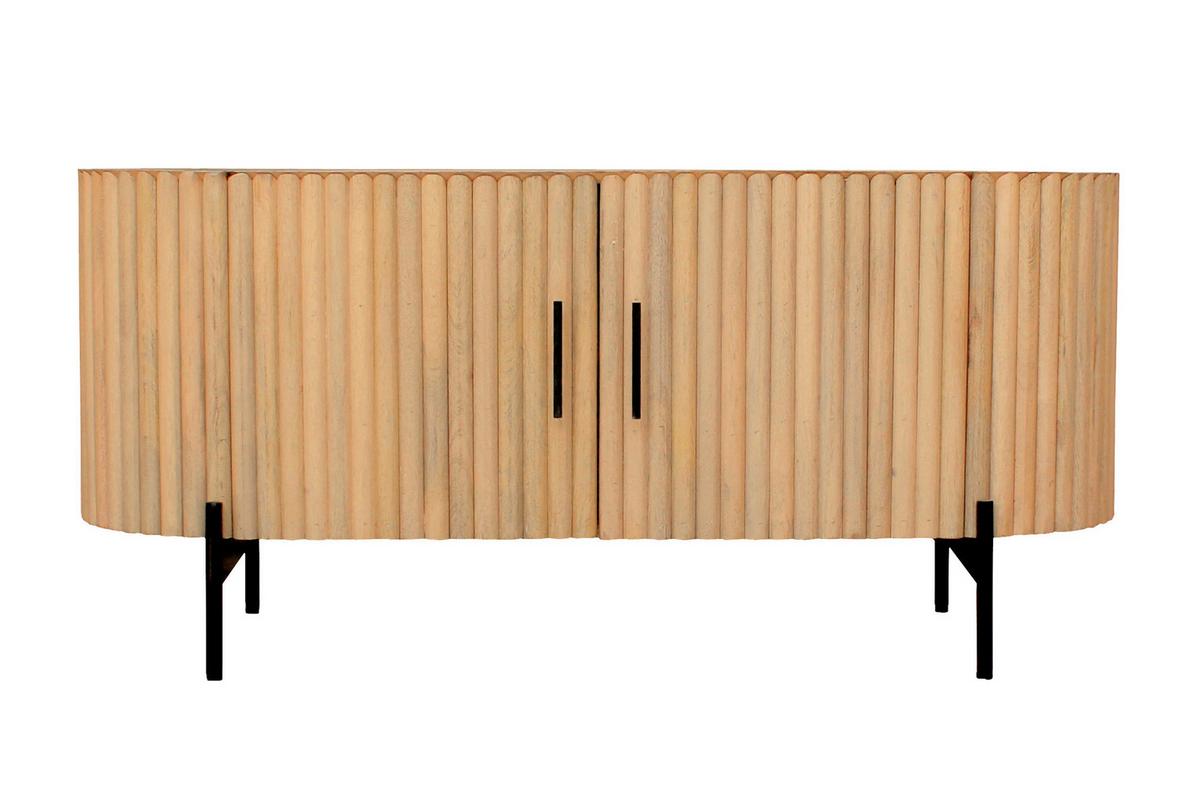 LOWBOARD Schwarz/Naturfarben B: 120cm - Schwarz/Naturfarben, Design, Holz/Metall (120/54/40cm) - MID.YOU