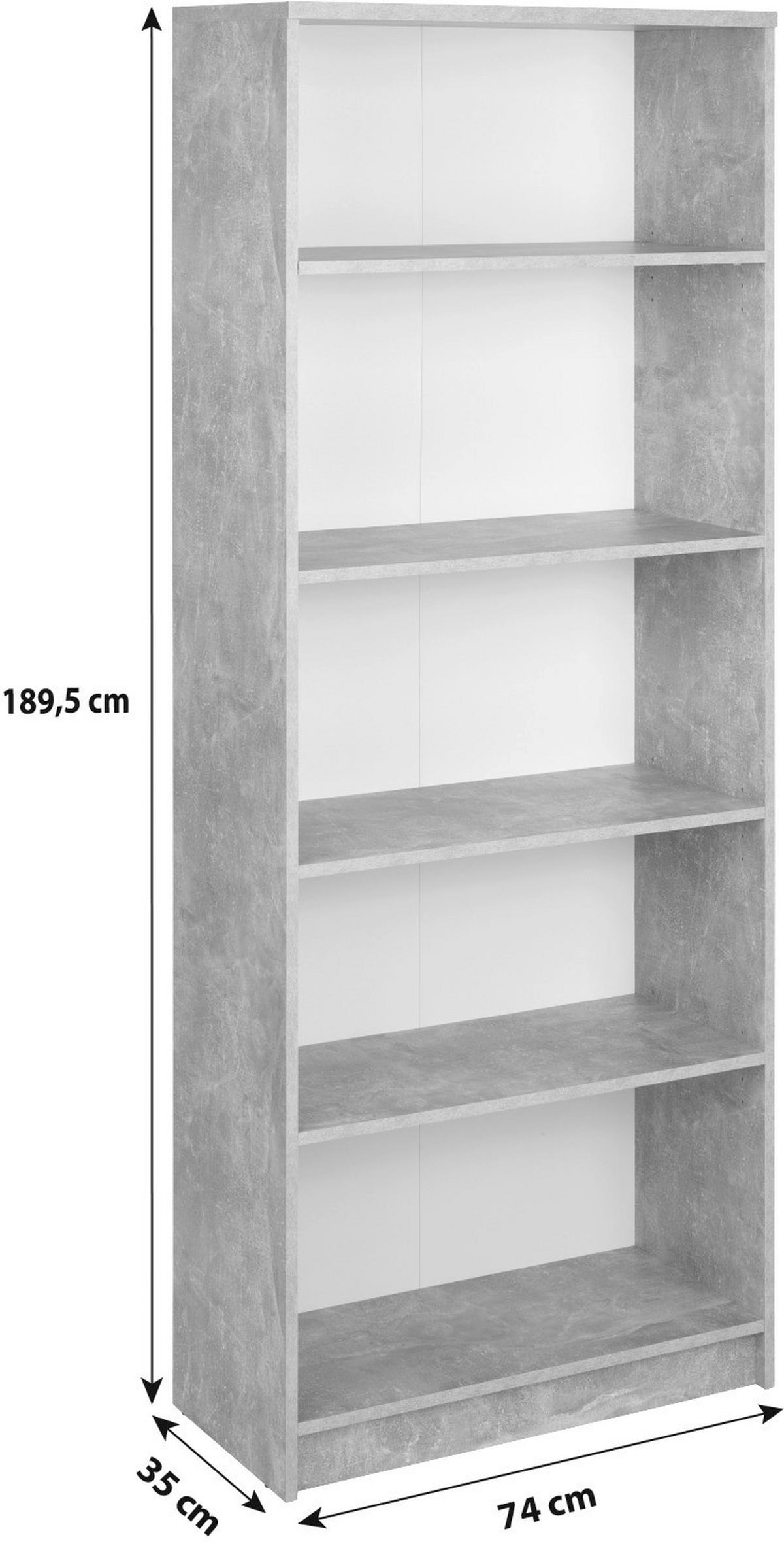 Regal 4-You New B 74 cm, Betonoptik/Weiß - Schwarz/Weiß, MODERN, Holzwerkstoff (74/189,5/34,6cm)