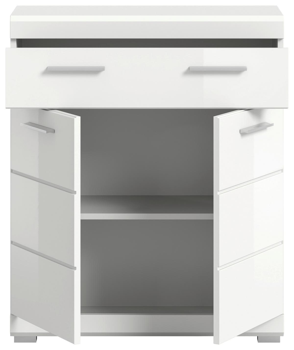 Midischrank Scout Weiß B: 74 cm - Weiß Hochglanz/Silberfarben, MODERN, Holzwerkstoff (74/88/31cm) - MID.YOU