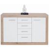Sideboard B: 138 cm Malta, San Remo Eiche Dekor/Weiß - Eichefarben/Schwarz, MODERN, Holzwerkstoff (138/86/35cm)
