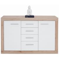 Sideboard B: 138 cm Malta, San Remo Eiche Dekor/Weiß - Eichefarben/Schwarz, MODERN, Holzwerkstoff (138/86/35cm)