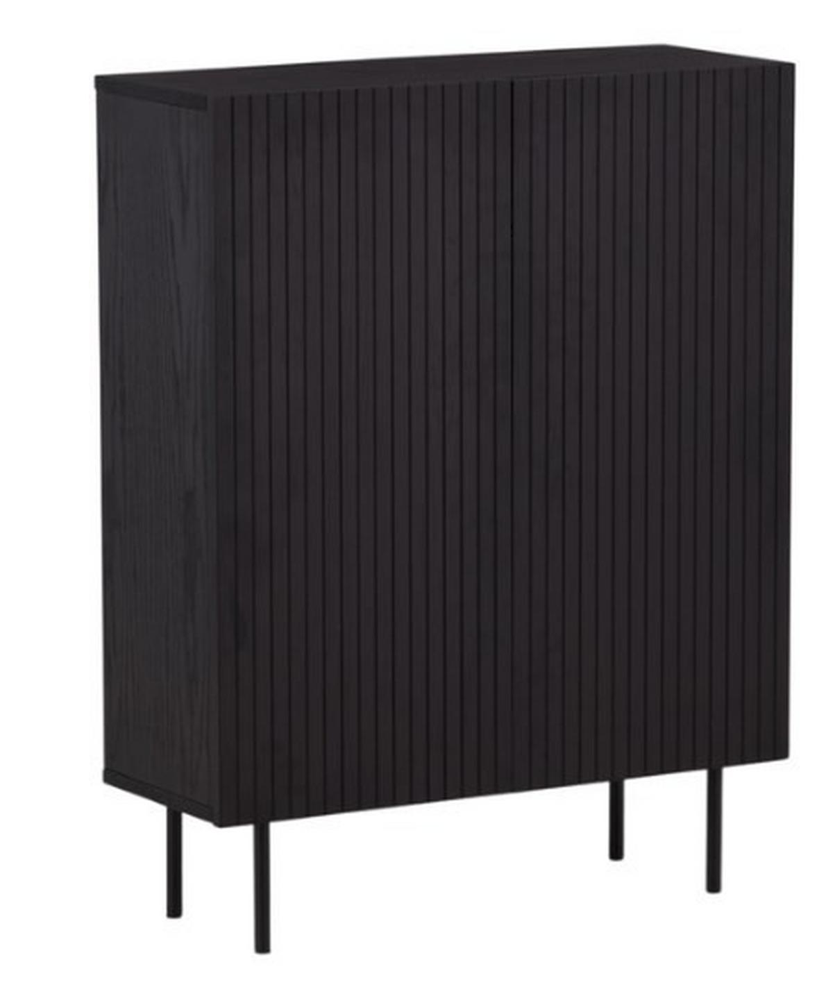 Highboard Björkön - Schwarz, Design, Holzwerkstoff/Metall (80/103/30cm) - Livetastic