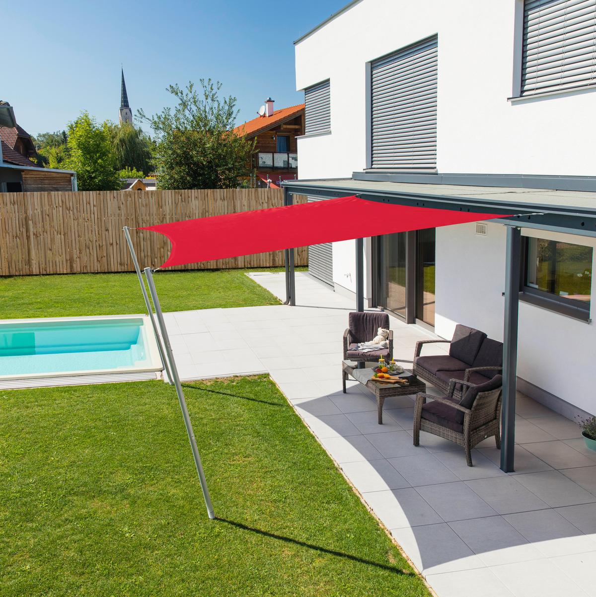 Sonnensegel Quadrat 4x4 m - Dunkelrot, Basics (400/400cm)