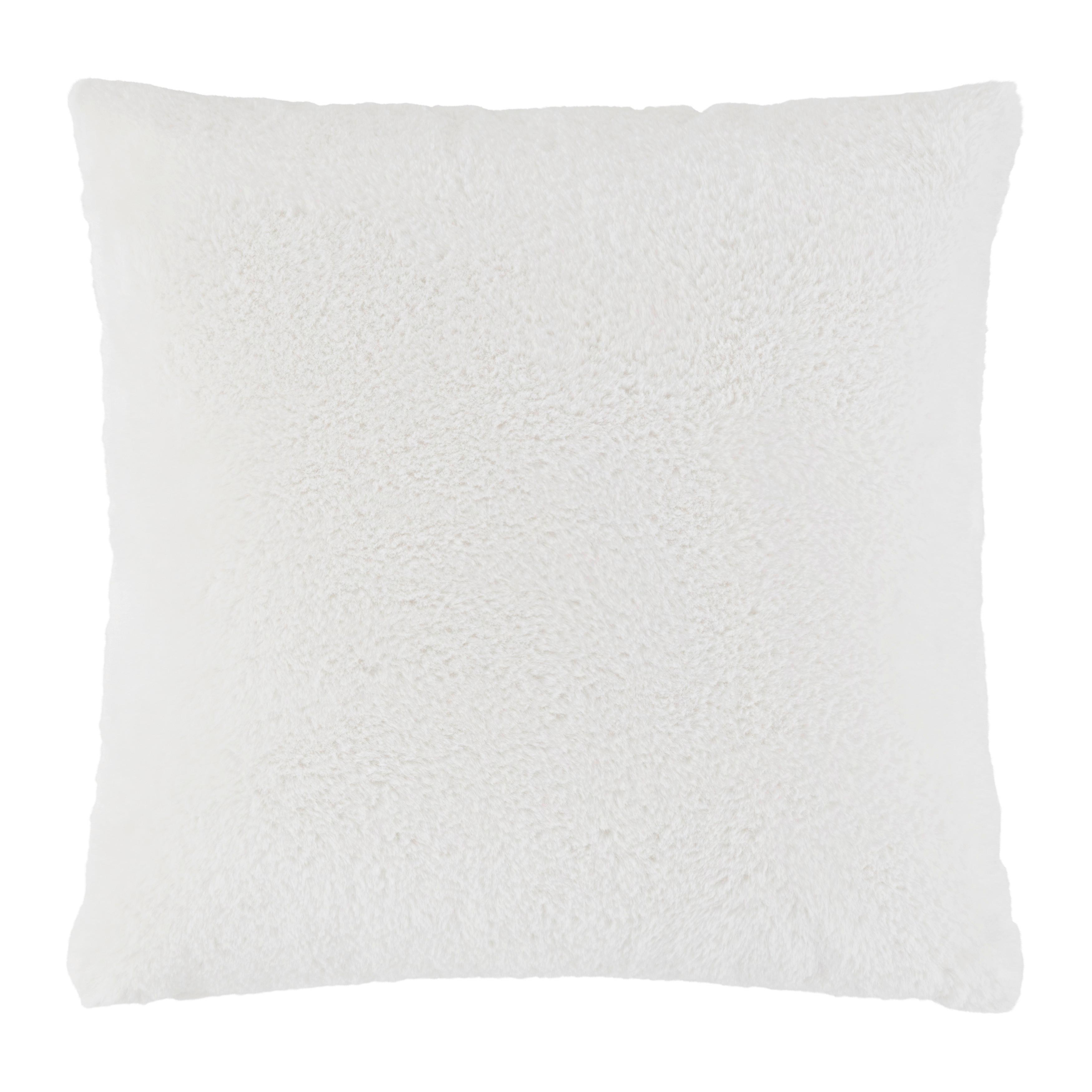 Kožušinový Vankúš Rabbit, 45/45cm, Sivobiela - biela, Konvenčný, textil (45/45cm) - Modern Living