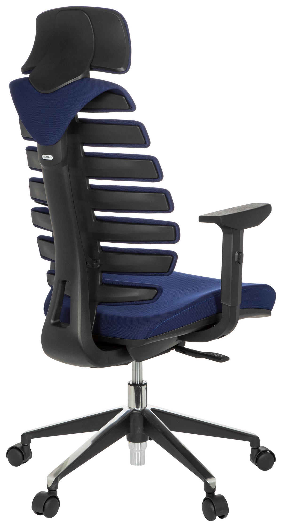 Drehstuhl Ergo Line II Pro Blau/Schwarz - Blau/Alufarben, MODERN, Kunststoff/Textil (65/131/53cm) - MID.YOU