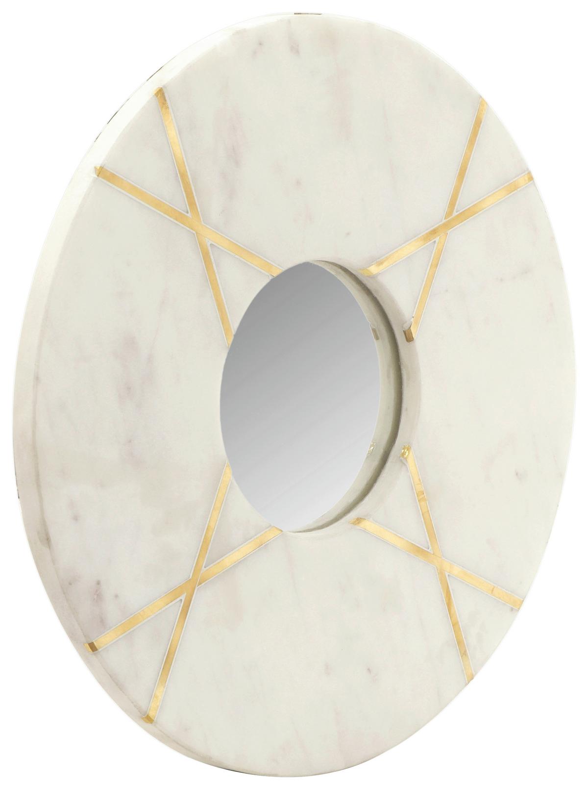 Wandspiegel Dexter 125 Weiss - Goldfarben/Creme, Basics, Glas/Holzwerkstoff (30/30/2cm) - Kayoom