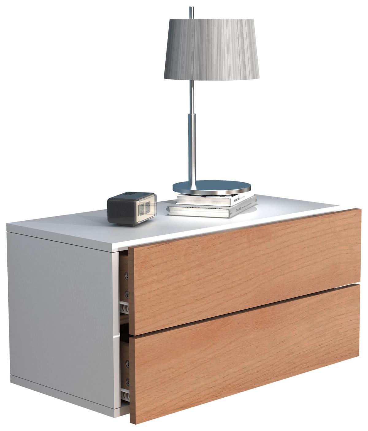 Nachtkästchen USAl L B: 60 cm Weiß/Eiche Dekor - Honigeiche/Weiß, MODERN, Holzwerkstoff (60/30/32cm) - MID.YOU