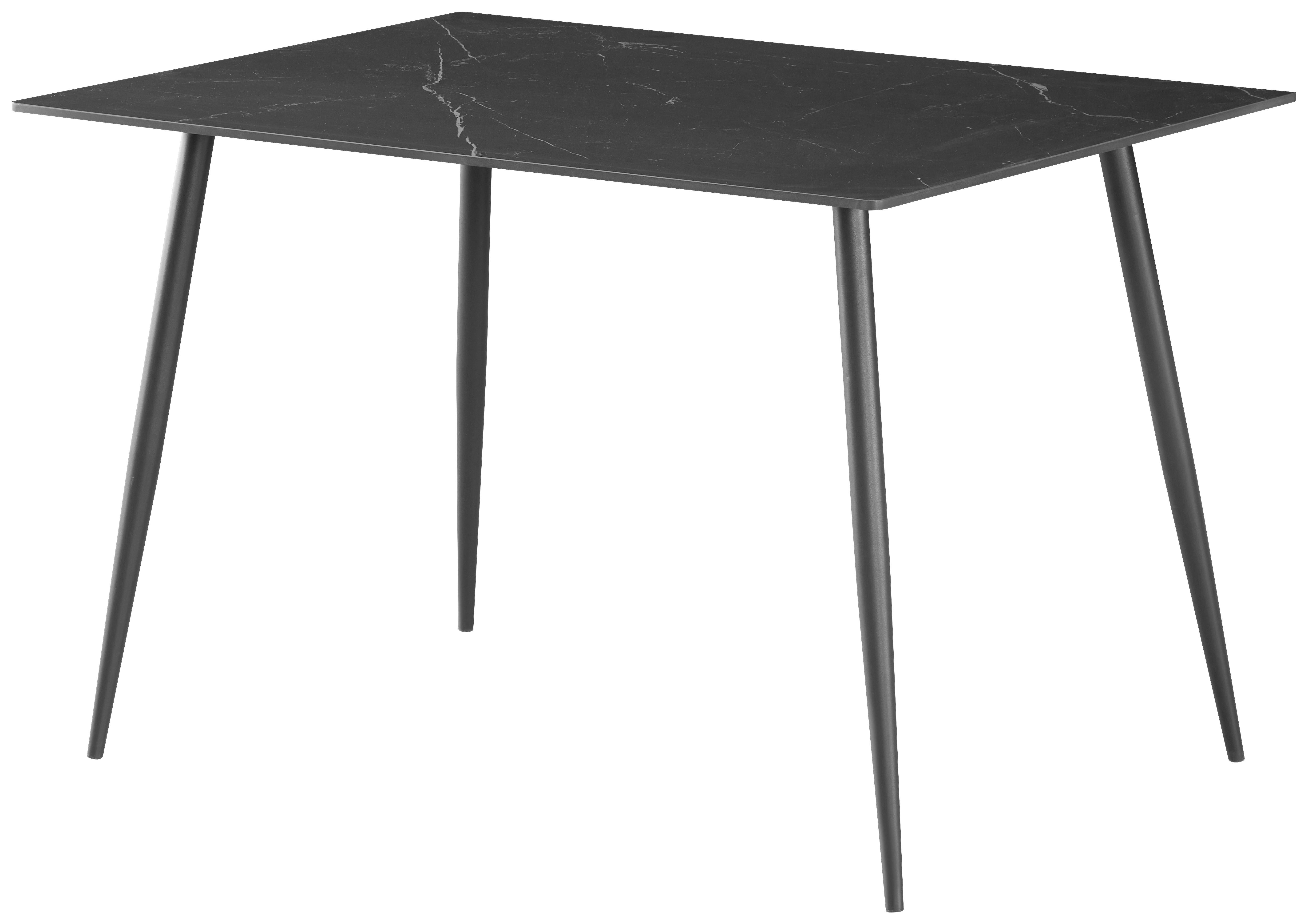 Esstisch Levi Keramik Schwarz, B: 120 cm - Schwarz, KONVENTIONELL, Keramik/Metall (120/76/80cm) - P & B