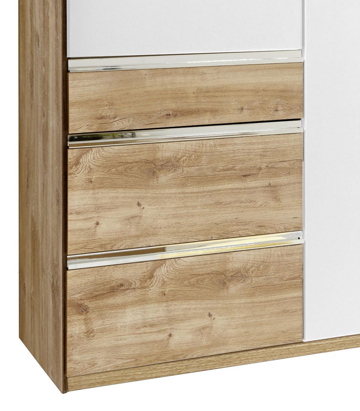 Drehtürenschrank Mit Laden 250cm Level 36a, Weiß/eiche - Eichefarben/Weiß, MODERN, Holzwerkstoff (250/216/58cm) - MID.YOU