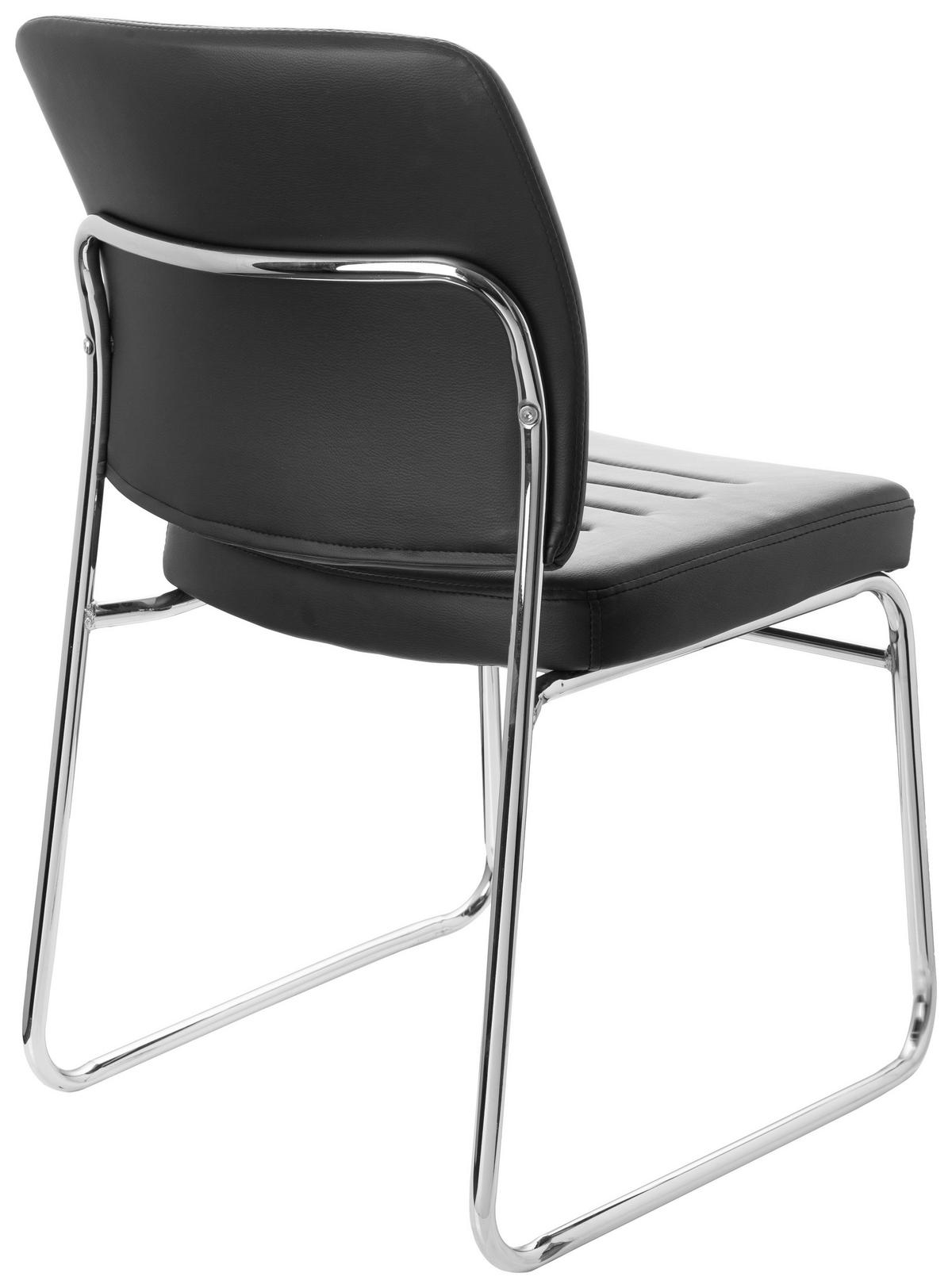 Besucherstuhl Tonso Lederlook Schwarz/Chromfarben Bis 110 Kg - Chromfarben/Schwarz, MODERN, Textil/Metall (47/85/51cm) - MID.YOU