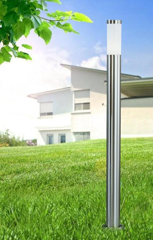 Led Außenleuchte Boston 9 Watt Edelstahl - Edelstahlfarben/Opal, Basics, Kunststoff/Metall (13,1/110cm) - Globo