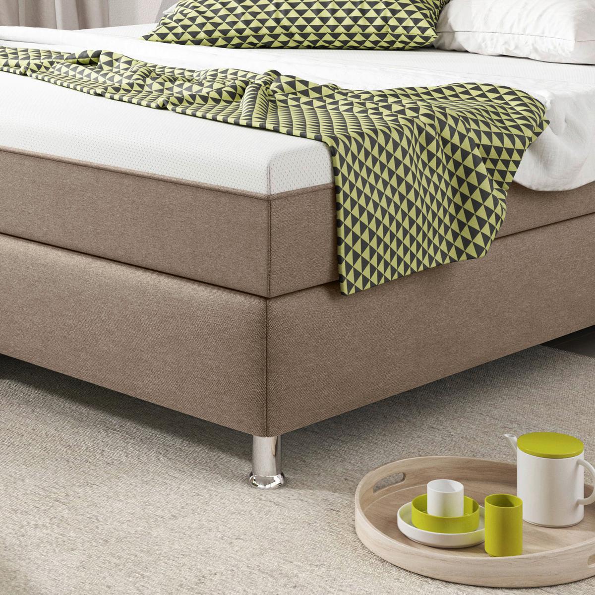 Boxspringbett 180x200 cm Köln Plus - Silberfarben/Cappuccino, KONVENTIONELL, Textil (180/115/210cm) - MID.YOU