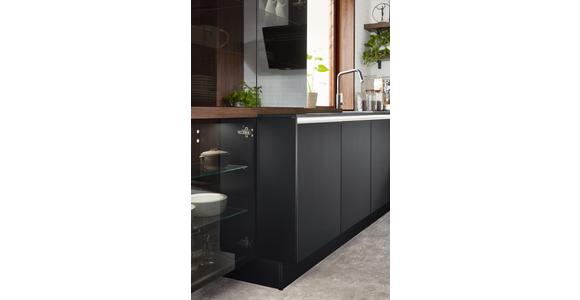Einbauküche Riga Frei Planbar Modern, Grifflos - Eichefarben/Schwarz, MODERN, Holzwerkstoff - Vertico