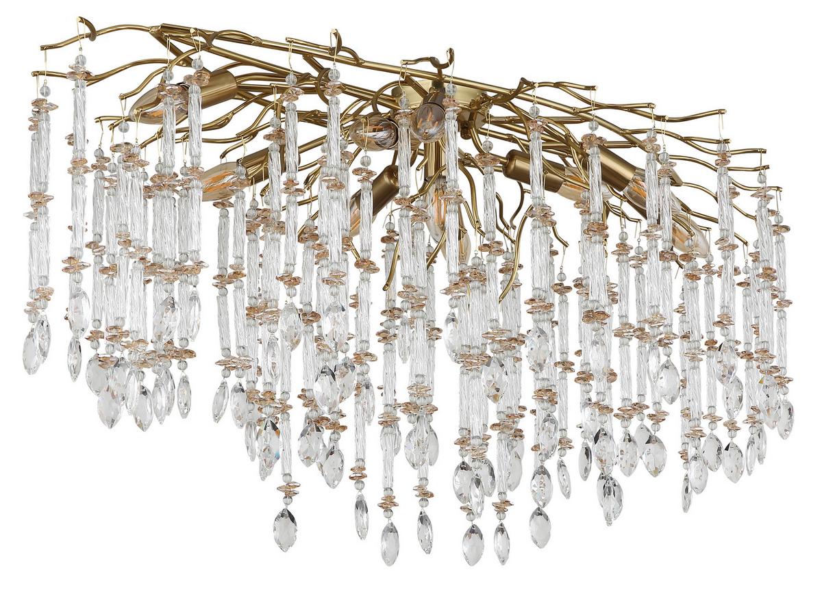 Deckenleuchte Gloria Kristalgllas, ca. 100x55x48 cm - Klar/Goldfarben, KONVENTIONELL, Glas/Metall (100/55/48cm) - Globo