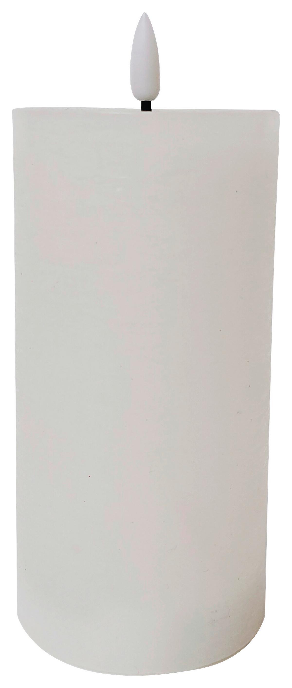 Svíčka s LED Fendy, V: 20cm - bílá, plast/přírodní materiály (10/20cm) - Premium Living