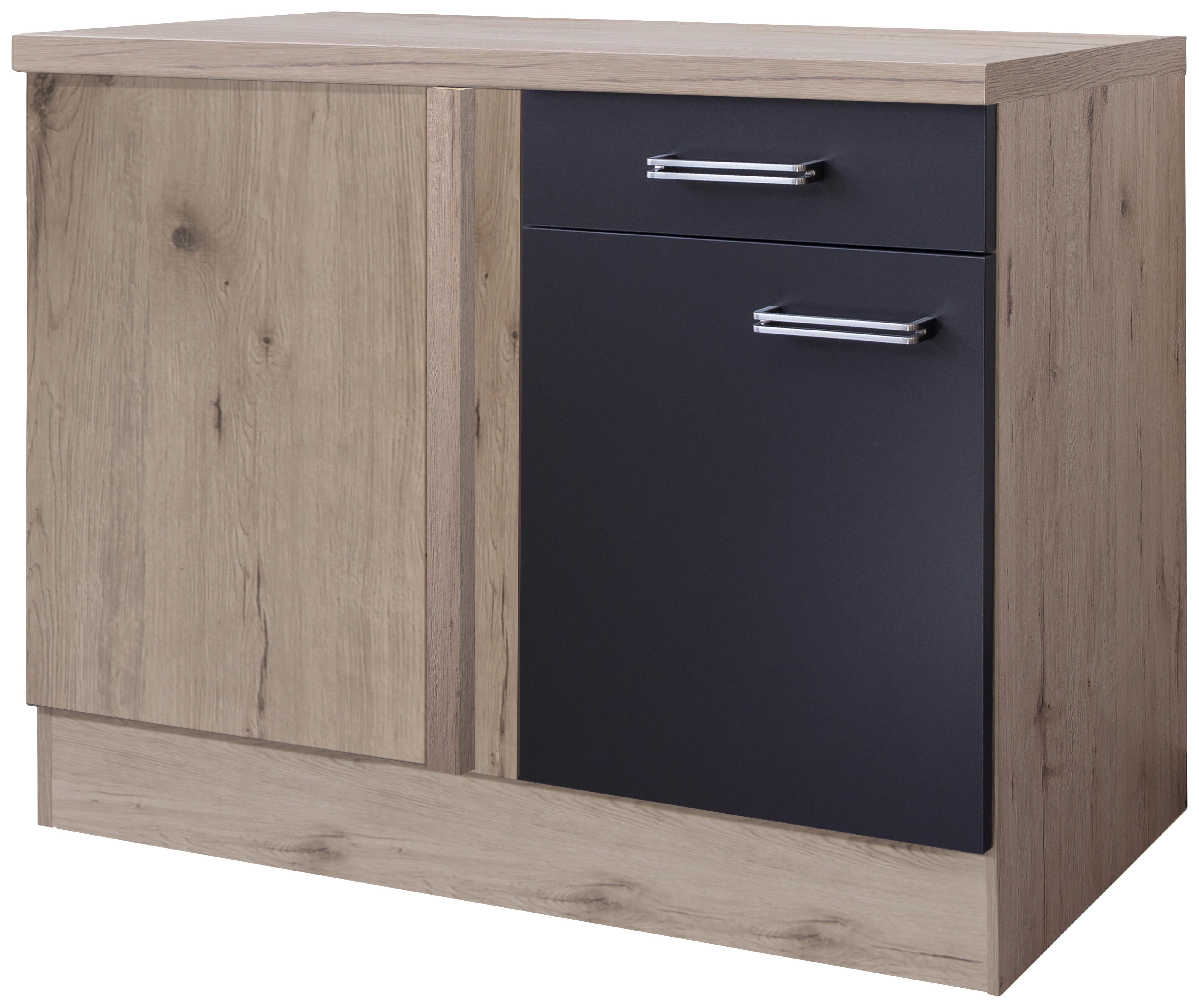 ROHOVÁ SPODNÍ SKŘÍŇKA MILANO - barvy dubu/antracitová, Moderní, kov/kompozitní dřevo (110/86/60cm)