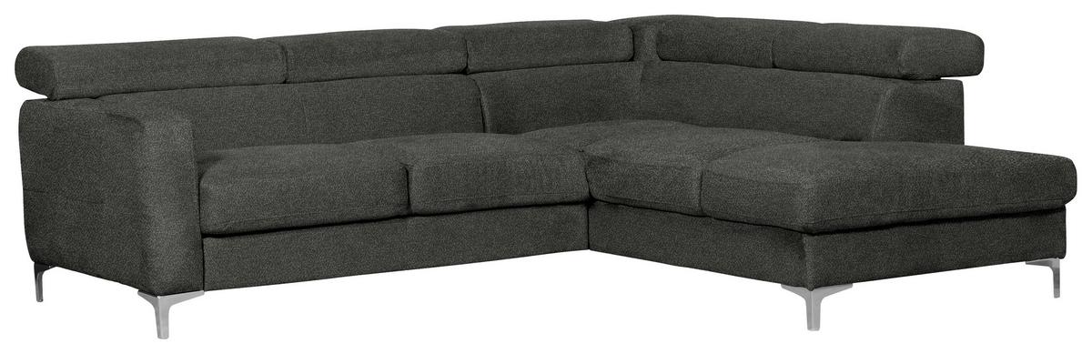 Ecksofa Sammy Anthrazit - Chromfarben/Anthrazit, Design, Textil (242/207cm) - Livetastic