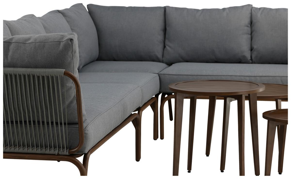Loungegarnitur 4-Tlg Roxo Metall/Textil mit Kissen - Braun/Grau, KONVENTIONELL, Textil/Metall - Gardenson