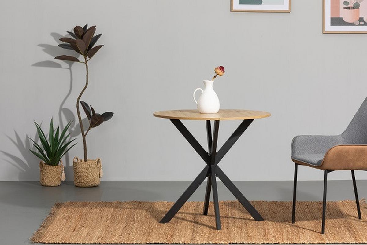 Esstisch Rund Monte 80x75 Cm Schwarz/eichenfarben - Eichefarben/Schwarz, MODERN, Holzwerkstoff/Metall (80/80/75cm) - MID.YOU
