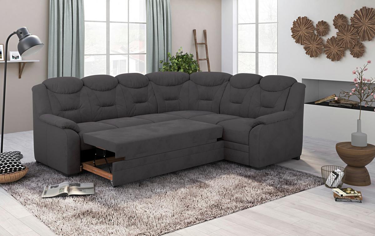 Ecksofa Marcus - Anthrazit/Schwarz, Basics, Textil (263/211cm) - MID.YOU