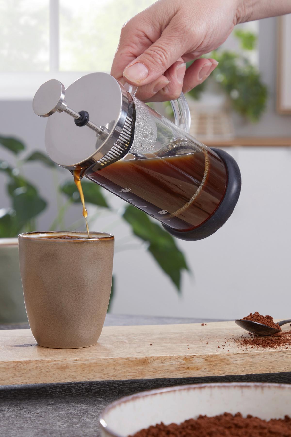 French Press Atilla, ca. 350 ml - Klar/Edelstahlfarben, MODERN, Glas/Kunststoff (11/7,5/16cm) - Luca Bessoni