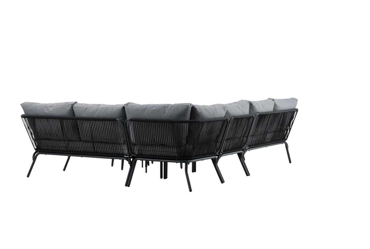 Dining-Loungeset Roxo - Schwarz/Grau, KONVENTIONELL, Textil/Metall - Gardenson
