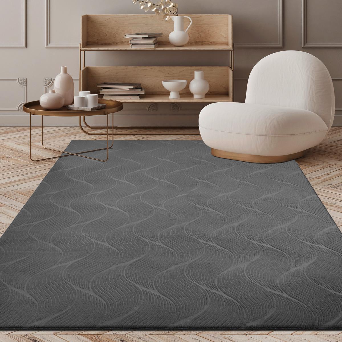 Webteppich Stilo - Anthrazit, KONVENTIONELL, Textil (120/160cm)