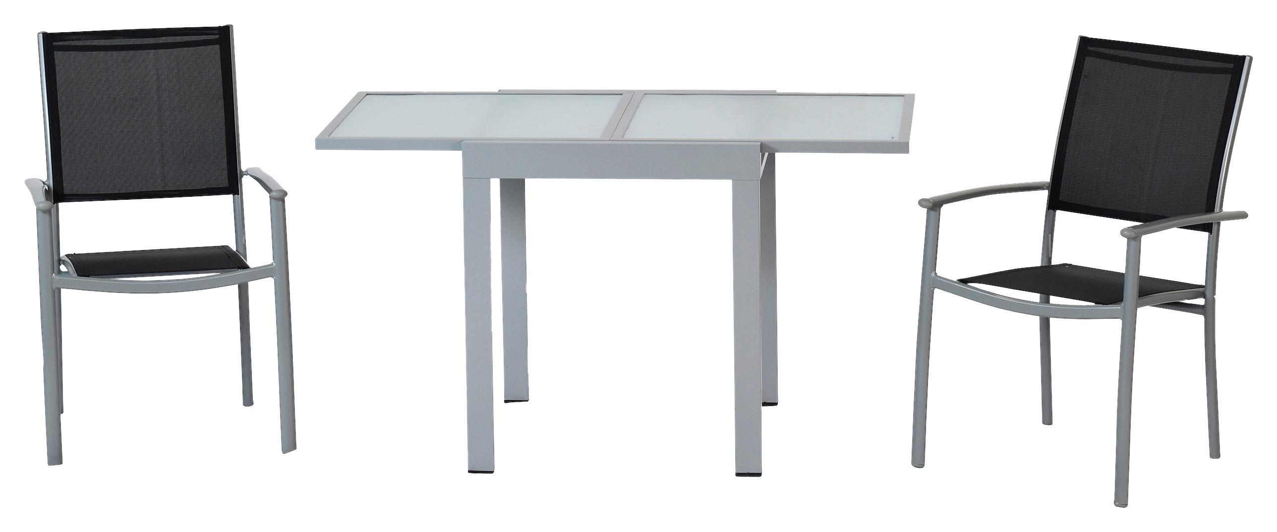 Gartenset Milano - Silberfarben/Schwarz, MODERN, Textil/Metall - Gardenson