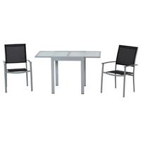 Gartenset Milano - Silberfarben/Schwarz, MODERN, Textil/Metall - Gardenson