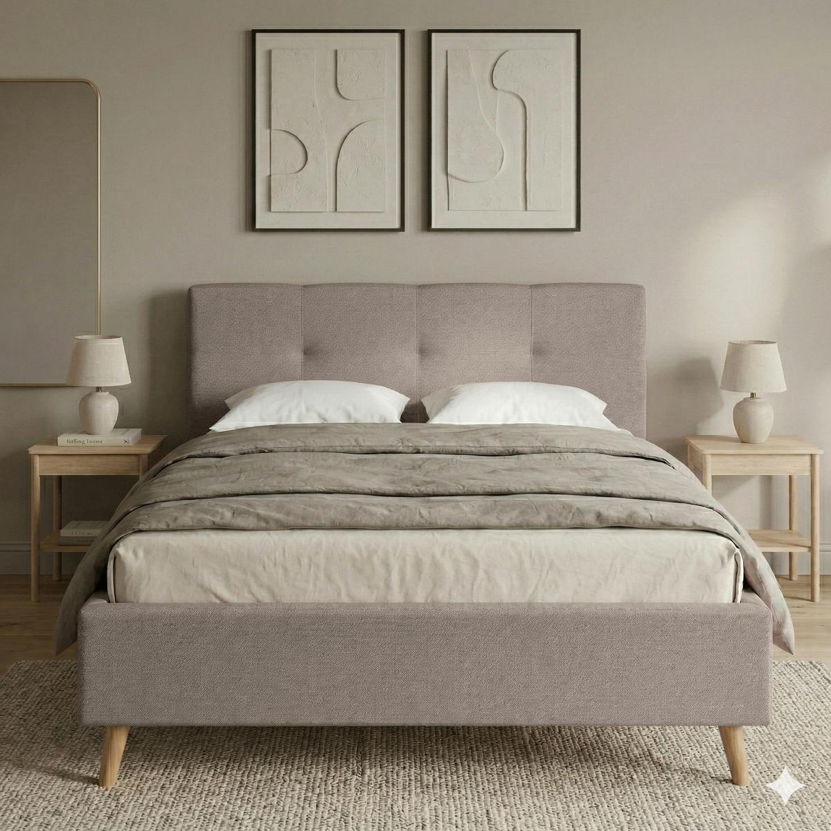 Polsterbett Rossva Lf: 200x200 Beige - Eichefarben/Beige, MODERN, Holz/Textil (200/200cm) - MID.YOU