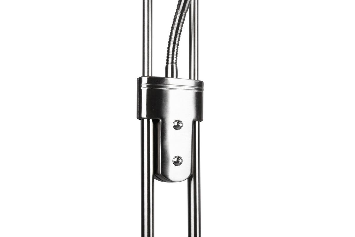Led-stehlampe Dimmbar Weiß/nickelfarben, Flexarm - Weiß/Nickelfarben, Basics, Glas/Metall (32,5/180cm)