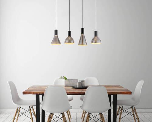 LED-Hängeleuchte 15741-4 - Hellgrau, Design, Glas/Kunststoff (87/17/150cm) - Globo