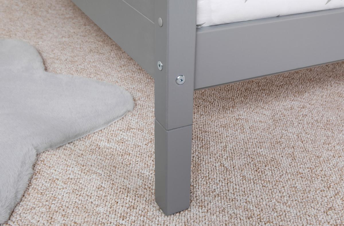 Kinderbett 100x200 Naurfarben Hellgrau - Hellgrau/Naturfarben, MODERN, Holz (100/200cm) - MID.YOU