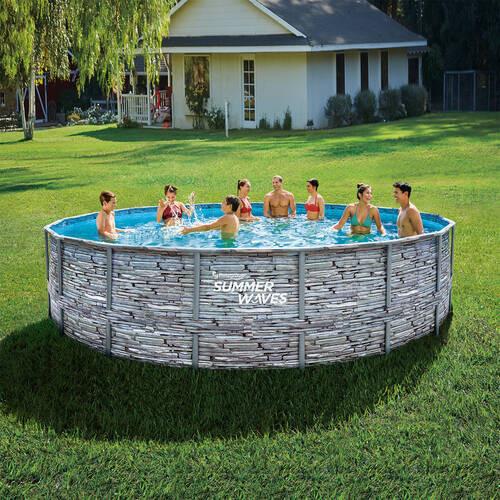 Aufstellpool Rund mit Leiter D: 549 cm - Grau, KONVENTIONELL, Kunststoff (549/132cm)