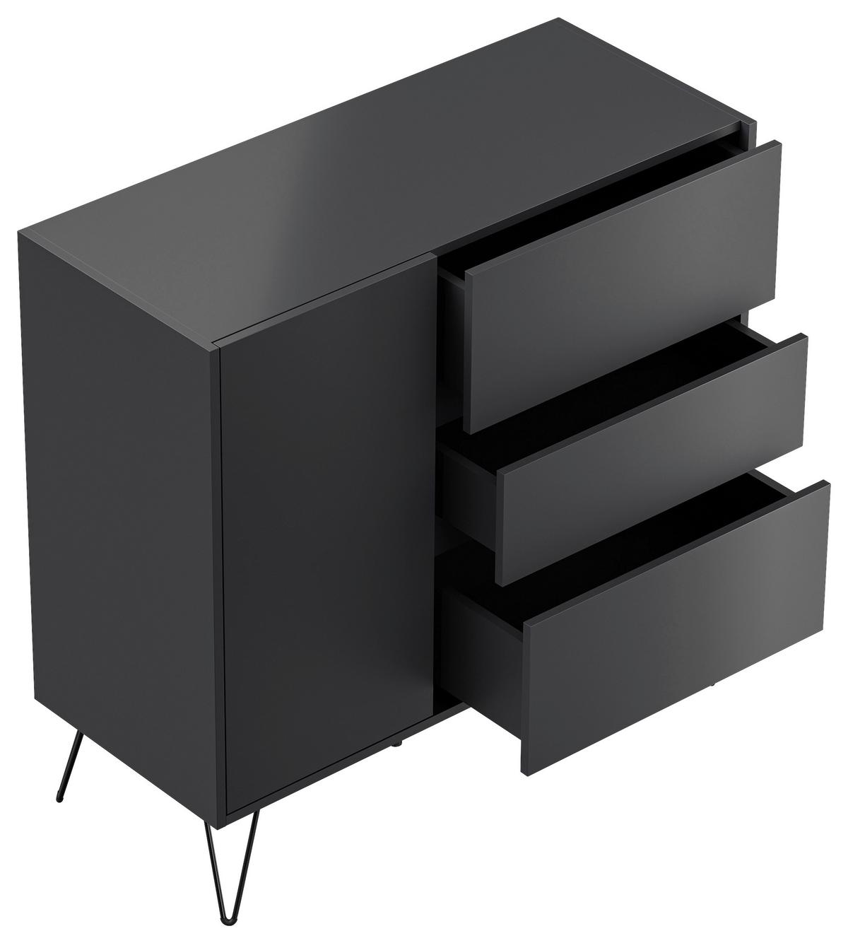 Sideboard Posseik Industrial Graphitfarben B: 99 cm - Schwarz/Graphitfarben, Design, Holzwerkstoff (99/93,6/42cm) - P & B