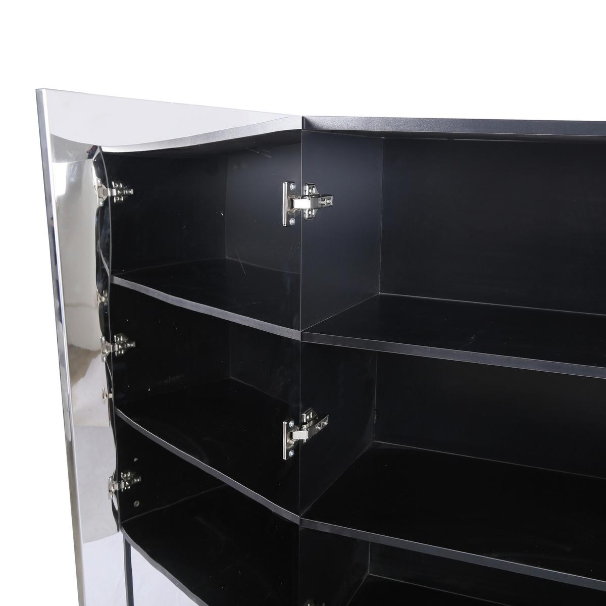 VYSOKÁ KOMODA MARLENE - čierna/farba ušľachtilej ocele, Design, kov/kompozitné drevo (80/140/40cm) - Mömax