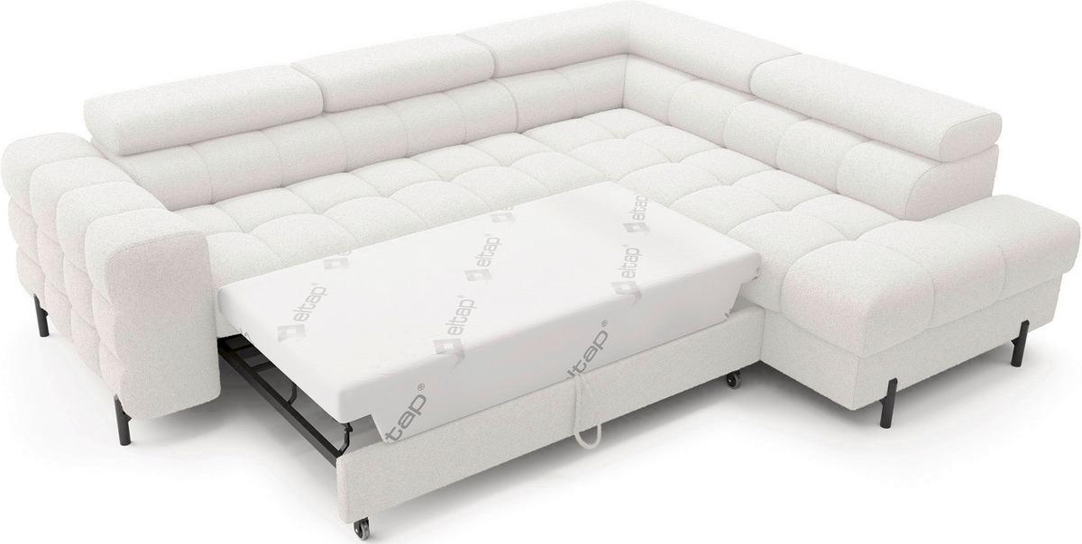 Ecksofa Ferucce Weiß S: 276x200 Cm - Schwarz/Weiß, Design, Textil (276/200cm) - MID.YOU