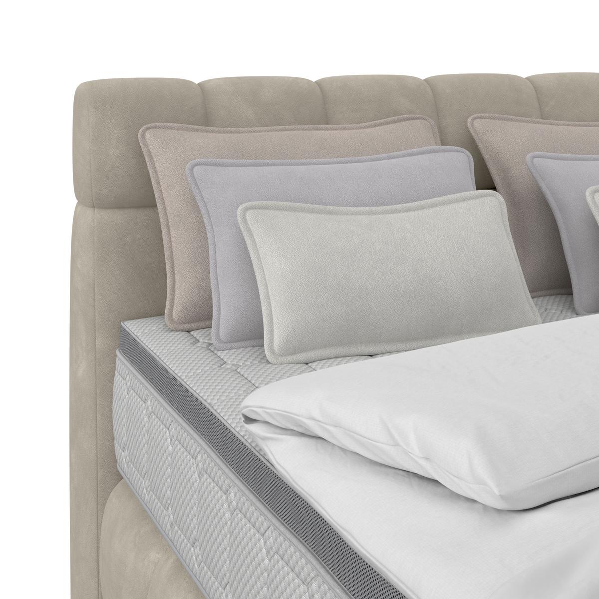 Boxspringbett Nobu Taupe, Lf: 140x200 Cm - Taupe/Schwarz, Trend, Holz/Textil (140/200cm)