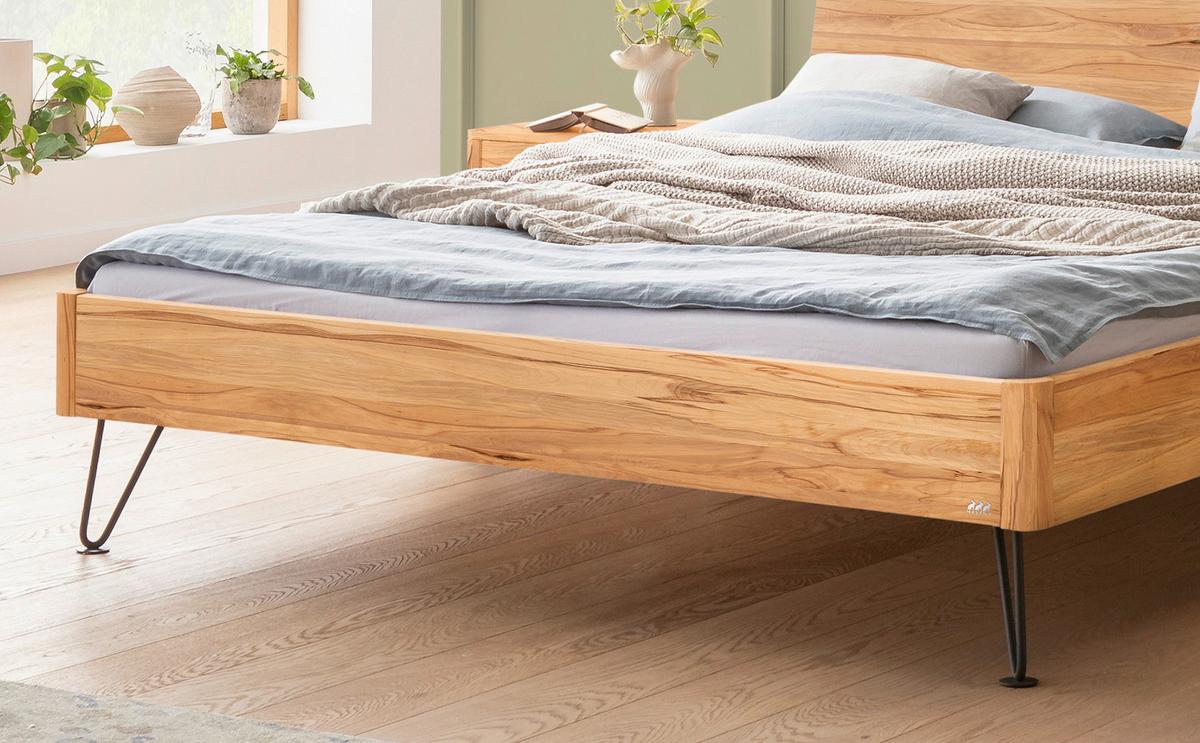 Bett Locarno Buchefarben 140x200 Cm - Anthrazit/Buchefarben, MODERN, Holz (140/200cm) - Hasena