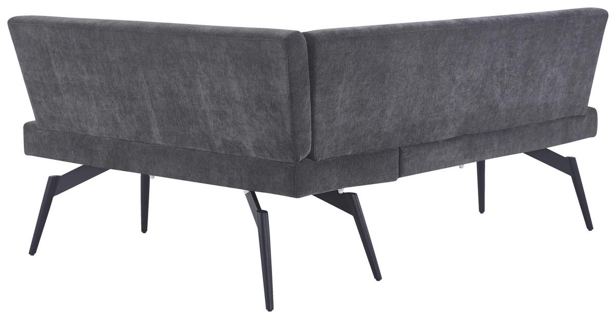 Eckbank Tinos Dunkelgrau, S: 190x150 cm - Dunkelgrau/Schwarz, KONVENTIONELL, Textil/Metall (190/150cm) - MID.YOU