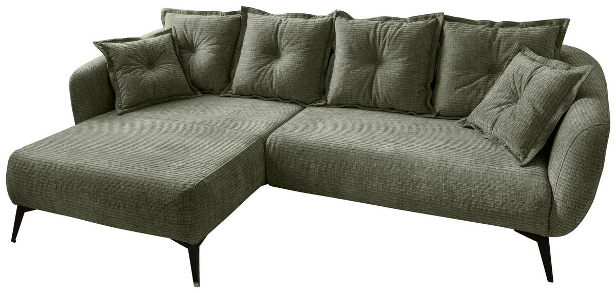 Ecksofa Baggio Olivgrün S: 162x277 cm - Schwarz/Olivgrün, MODERN, Textil (162/277cm) - Livetastic