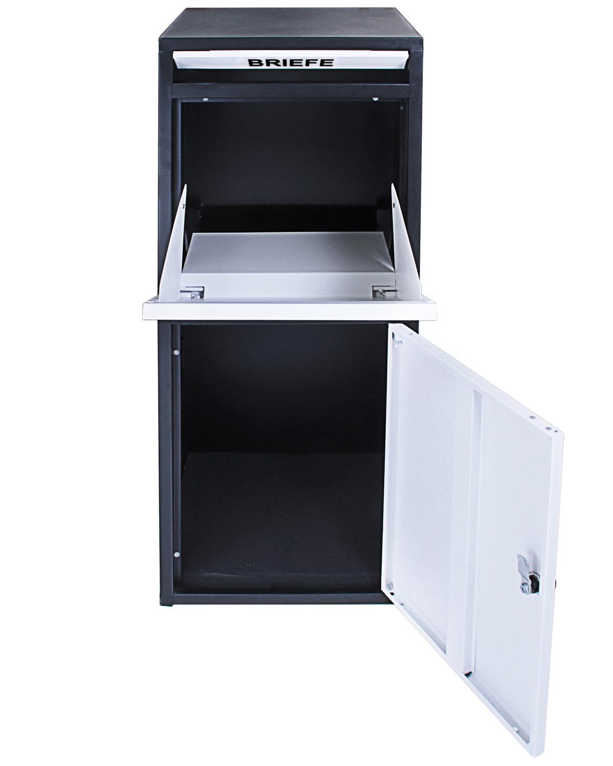 Paketbox Mit Türklappe H: 103 Cm - Schwarz/Grau, Basics, Metall (41/103/38cm)