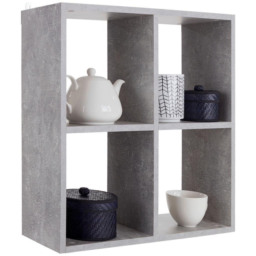 Wandregal Alex B: 60 cm Betonoptik Hell 4 Fächer