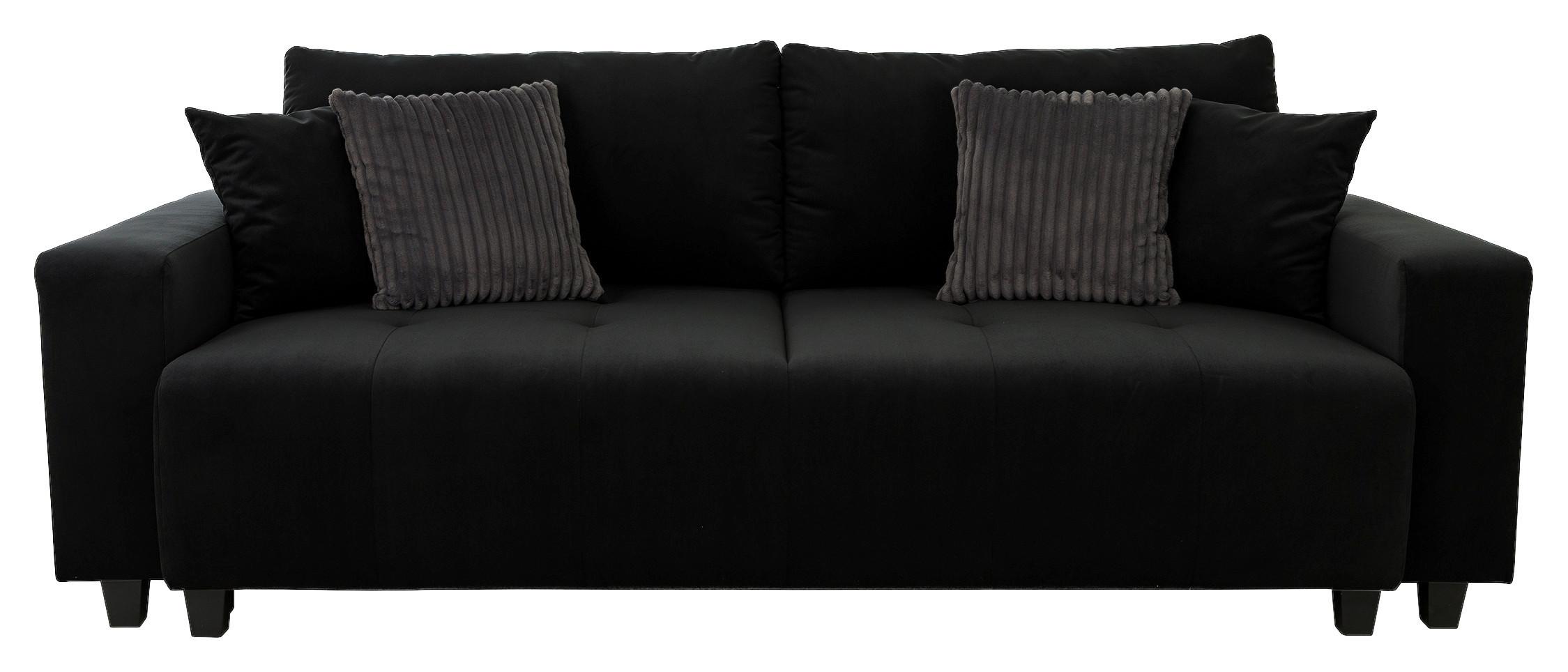 Ecksofa mit Bettfunktion Lily Velours schwarz, 240x119cm - Anthrazit/Schwarz, Trend, Holz/Holzwerkstoff (240/119cm) - Luca Bessoni